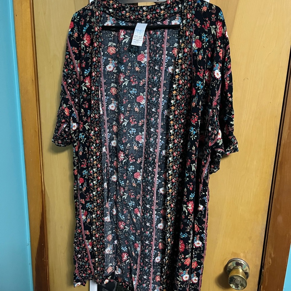 Short sleeve long open cardigan